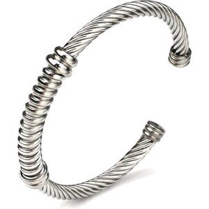 ⭐Women Steel Twisted Bangle Designer Inspired Stainless Steel Elastic Elegant
